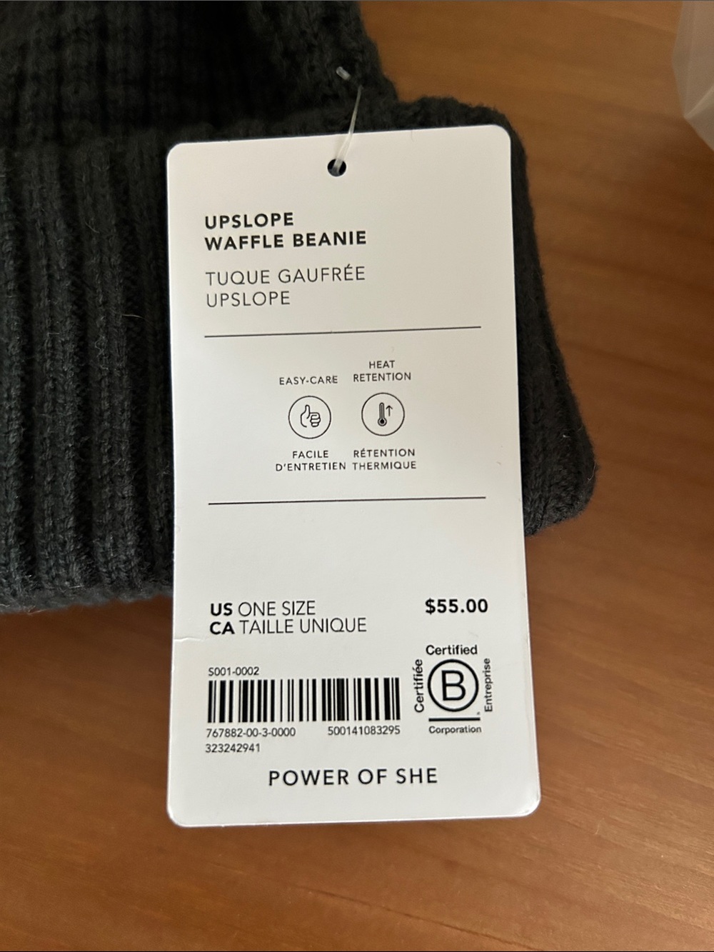 Athleta Upslope Waffle Beanie in ‘Elm‘- NWT - Dark Grey/Dark Green colour. - Picture 6 of 6